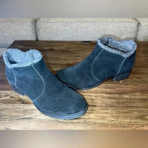 Sporto Black Suede Zippered Ankle Boots Josie Size 10M Faux Fur Upper